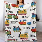 Personalized Line Train Baby Toddler Blanket